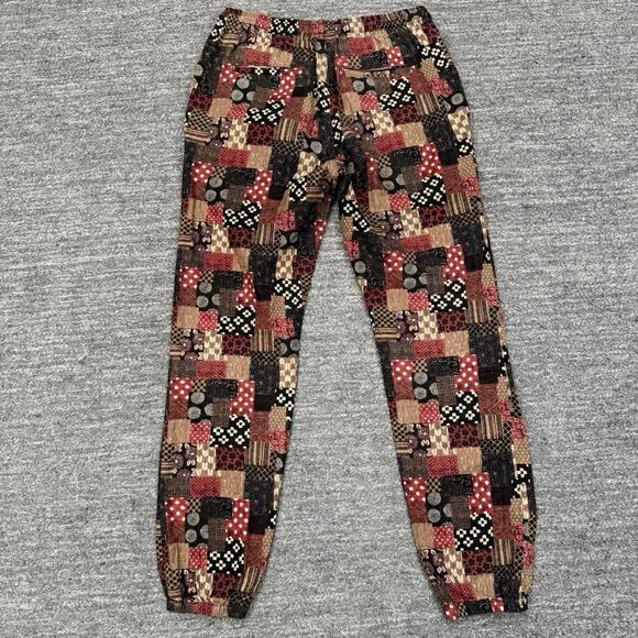 Gustin Japan Red Patchwork Joggers Men Small Geometric Pull On Drawstring USA - Picture 2 of 11